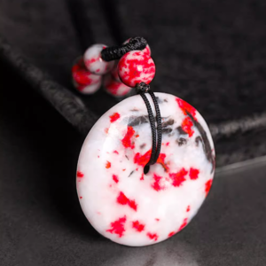 Chicken blood stone safety button pendant-111